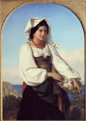 Virágot viselő fiatal lány Felix Joseph Barrias (1822-1907) festménye, 1846 Nantes, Musee des Beaux Arts