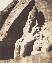Abou Sembil, Grand Spéos - Kolosszális szobrok, háromnegyedes kilátás, 1851-52.