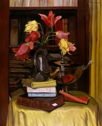 Csendélet tulipánokkal (piros és sárga tulipánok)