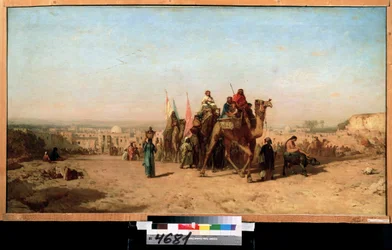 Karaván (Karaván). Felix Francois Ziem (1821-1911) festménye. Olaj, vászon, 79 x 145 cm