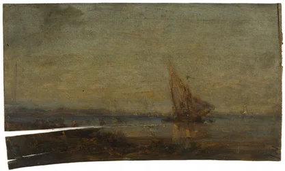 Martigues előtt, a sárga vitorla, 1875 körül (olaj, fa)