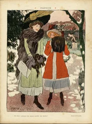 Illusztráció Florane-ről (1872-1940) Le Rire-ben, 22/01/2010 - Ingenuite - divat, kalap, nyilvános kert