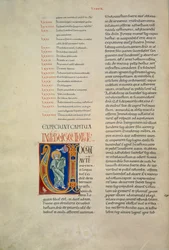 Oldal a Corbolinói Bibliából, a kezdőbetűvel, amelyen Isten Mózeshez beszél (Cod. Conventi Soppressi 630, c. 52v), kézirat