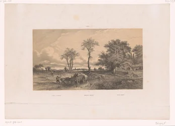 Tanyasi szekér ökrökkel magyar tájon Magyarországi táj / Ungarische Landschaft / Paisage Húngaro (cím a tárgyon) Alakok egy tájban (sorozat címe)