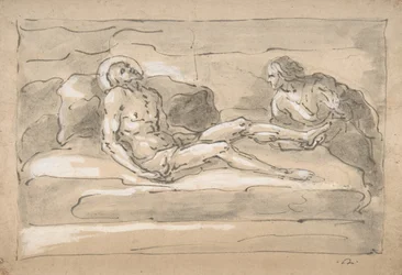 A halott Krisztus, akit a Magdolna gyászol, aki tiszteli a lábán lévő sebeket, 1787-1863.