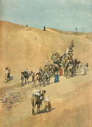 A Marchand misszió karavánja a sivatagban 1898-ban (metszet)