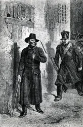 Javert üldözi Valjeant, illusztráció Victor Hugo «A nyomorultak» című művéből, J. Hetzel kiadása, 1865