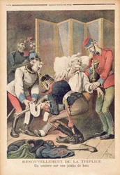 Németország, Ausztria és Olaszország hármas szövetségének karikatúrája, a «Le Petit Journal» című lapból, 1896. június