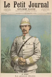 Alfred Amedee Dodds tábornok (1842-1922) Dahomeyben, a "Le Petit Journal" 1892. december 3-i számából.