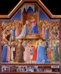 A Szűz megkoronázása (predella Szent Domonkos életének jeleneteivel)
