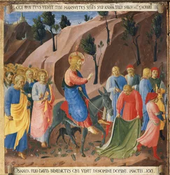 Belépés Jeruzsálembe. Krisztus élete, ezüst ruhásszekrény. (Tempera fán