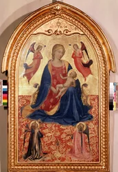 ""Szűz és gyermek és angyalok"" (Szűz és gyermek angyalokkal) Tempera fán, Guido di Pietro (vagy Fra Giovanni da Fiesole) mondta Fra Angelico vagy il Beato (1400-1455) 1425 Méret: 81x51 cm Remeteség múzeuma , Szentpétervár