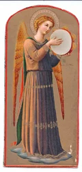 Színes litho print fra angelico angel playing tamburine, c. 1910