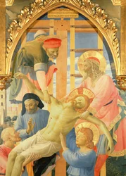 Santa Trinita oltárkép, a keresztről leengedett halott Krisztus részlete, 1434 körüli tempera és arany a panelen