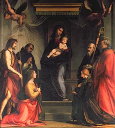 Madonna és gyermeke szentekkel