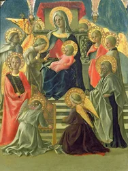 Madonna és Angyalokkal és szentekkel trónoló gyermek (tempera a panelen) (lásd még: 63779)