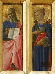 Szent János evangélista és Szent István a perugiai oltárképről, 1437 körül.