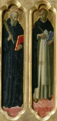 Szent Benedek és Péter vértanú a perugiai oltárképről, 1437 körül.