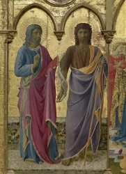 Keresztelő János és János evangélista szentek. Cortona poliptichon, 1437 körül.