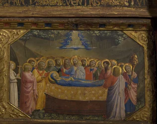 A Szűz halála Az Angyali üdvözlet retable 5 Predella jelenettel, 1430-1432
