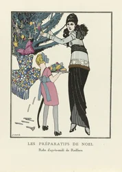 Karácsonyi készülődés, kocsma. 1914 (sablonnyomat)