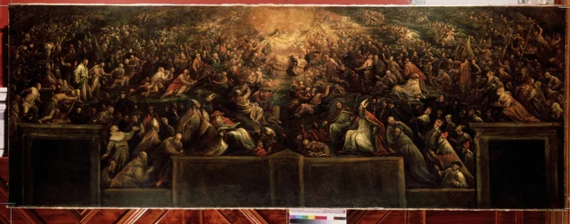 ""Le Paradis"" (La resurrection des Justes) (Az igazak feltámadása (mennyország)) Francesco Bassano (Francesco da Ponte) festménye (1549-1592) 1582-1585 Méret: 127x351 cm Ermitázs Múzeum, Szentpétervár, Szentpétervár )