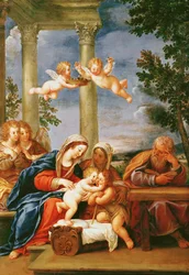 A Szent Család Szent Erzsébettel és Keresztelő Szent Jánossal, 1645-50 körül (olaj, réz)