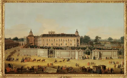 Az Aranjuez-palotába érkező vendégek, Spanyolország (festmény, vászon)