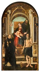 Északi kereszthajó, Szent Miklós oltár, Madonna trónoló és Gyermek Szent Anna Tolentinoi Szent Miklós és Jeromos, Francesco Casella 1510