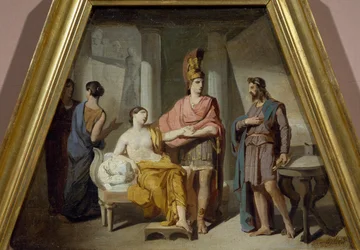 Alexander átengedi Campaspe úrnőjét Apellesnek, Francesco Coghetti (1804-1875), olaj, vászon