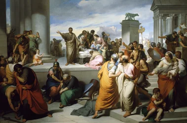 Brutus Lucretia testét mutatja be a rómaiaknak, Francesco Coghetti (1804-1875)