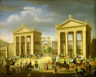 A Villa Borghese megközelítése, Róma, 1838.