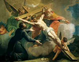 Francesco Fontebasso (1709-1769) keresztre feszítése az Atyaistennel és Loyolai Szent Ignácszal.