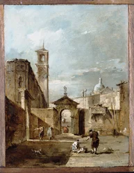 Egy velencei Campo capriccioja egy templomon túl