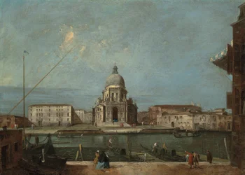 A velencei Nagycsatorna látképe a Santa Maria della Salute templommal