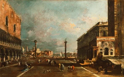 Kis Szent Márk tér San Giorgio felé, Velence, Francesco Guardi (1712-1793), olaj, vászon, 45x72 cm