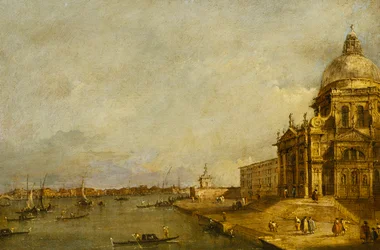 Santa Maria delle Salute és a Canal Grande bejárata, Velence, Keletre nézve,