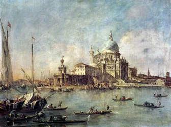 Velence, a Punta della Dogana a Santa Maria della Salute templommal, 1770 körül