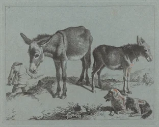 Szamár csikójával, kutyával és parasztemberrel, 17621763.