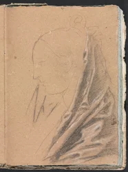 Verona Vázlatfüzet: Női fej drapériával, 81. oldal, 1760.