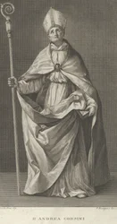 Szent Andrea Corsini fiesolei püspöknek öltözve, kezében egy crossert néz, kb. 1780-1841.