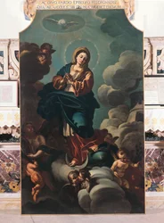 Szeplőtelen fogantatás, Francesco Solimenának (1657-1747) tulajdonított vászonfestmény, San Pardo székesegyház, Larino, Molise, Olaszország
