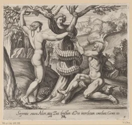 Éva felajánlja Ádámnak a tiltott gyümölcsöt Festmények Raphael loggiájában (sorozat címe) La Sacra Genesi (sorozat címe)