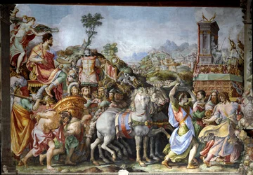 Marcus Furius Camillus tábornok és római államférfi diadala (Freskó