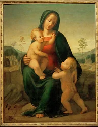 Madonna és gyermeke Keresztelő Szent Jánossal (festmény fára)