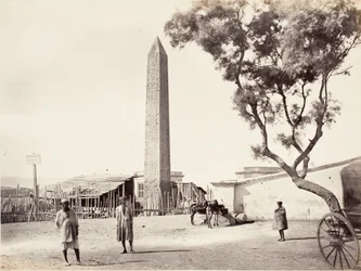 Egyiptomi obeliszk, Kleopátra tűje, Alexandriában, Egyiptomban, kb. 1870.