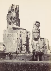 Memnon szobrai. Thébai síkság, 1857.