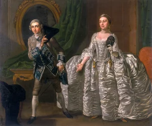 "David Garrick és Hannah Pritchard egy jelenetben a Gyanús férjből", 1752