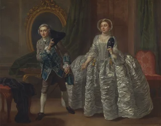 David Garrick és Mrs. Pritchard Benjamin Hoadley "A gyanús férj" című darabjában.