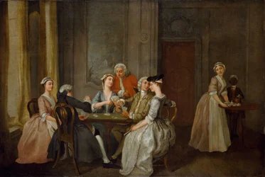 Játék a Quadrille-ban, 1740-50.